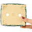 Maceta rectangular verde y azul para bonsái de Hama Jube - 137 x 124 x 52 mm