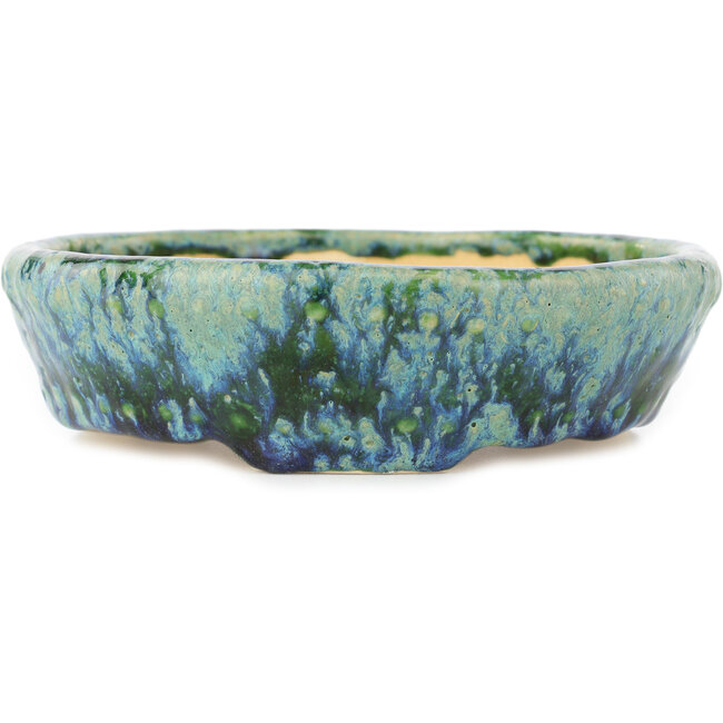 Pot à bonsaï rond vert et bleu de Hama Jube - 157 x 157 x 47 mm