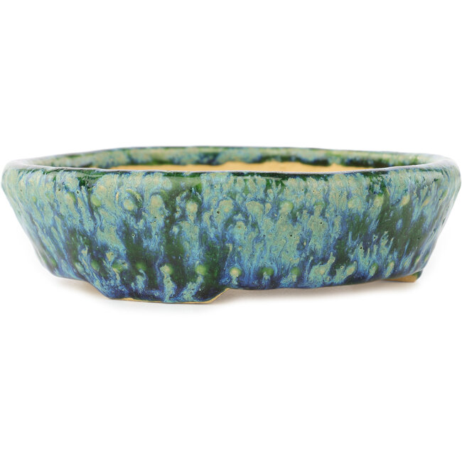 Pot à bonsaï rond vert et bleu de Hama Jube - 157 x 157 x 47 mm