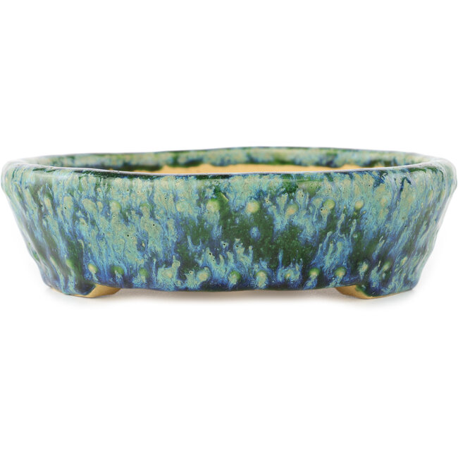Vaso bonsai rotondo verde e blu di Hama Jube - 157 x 157 x 47 mm