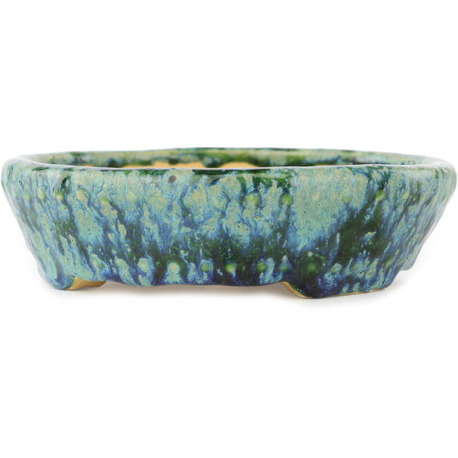 Vaso bonsai rotondo verde e blu di Hama Jube - 157 x 157 x 47 mm