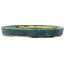 Pot à bonsaï ovale vert et bleu de Hama Jube - 170 x 130 x 25 mm