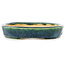 Pot à bonsaï ovale vert et bleu de Hama Jube - 170 x 130 x 25 mm