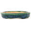 Pot à bonsaï ovale vert et bleu de Hama Jube - 170 x 130 x 25 mm