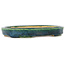 Pot à bonsaï ovale vert et bleu de Hama Jube - 170 x 130 x 25 mm