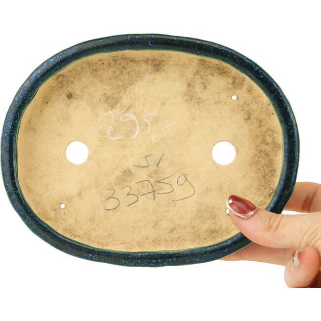 Maceta ovalada verde y azul para bonsái de Hama Jube - 170 x 130 x 25 mm