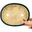 Pot à bonsaï ovale vert et bleu de Hama Jube - 170 x 130 x 25 mm