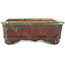 Maceta rectangular para bonsái de color rojo y verde de Hama Jube - 162 x 140 x 47 mm