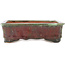 Maceta rectangular para bonsái de color rojo y verde de Hama Jube - 162 x 140 x 47 mm
