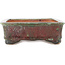 Maceta rectangular para bonsái de color rojo y verde de Hama Jube - 162 x 140 x 47 mm
