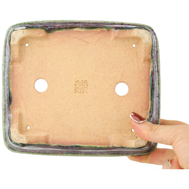 Pot à bonsaï rectangulaire multicolore rouge de Hama Jube - 177 x 152 x 50 mm