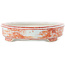 Vaso bonsai ovale bianco e rosso di Kutani - 102 x 81 x 20 mm