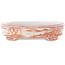 Vaso bonsai ovale bianco e rosso di Kutani - 102 x 81 x 20 mm