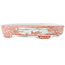 Oval white and red  bonsai pot by Kutani - 102 x 81 x 20 mm