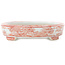 Oval white and red  bonsai pot by Kutani - 102 x 81 x 20 mm