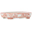 Oval white and red  bonsai pot by Kutani - 102 x 81 x 20 mm