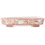 Oval white and red  bonsai pot by Kutani - 102 x 81 x 20 mm
