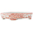 Oval white and red  bonsai pot by Kutani - 102 x 81 x 20 mm