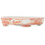 Oval white and red  bonsai pot by Kutani - 102 x 81 x 20 mm