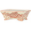 Rectangular white and red  bonsai pot by Kutani - 95 x 78 x 35 mm