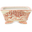 Rectangular white and red  bonsai pot by Kutani - 95 x 78 x 35 mm
