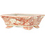 Rectangular white and red  bonsai pot by Kutani - 95 x 78 x 35 mm