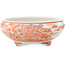 Vaso bonsai rotondo bianco e rosso di Kutani - 77 x 77 x 30 mm