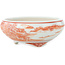 Vaso bonsai rotondo bianco e rosso di Kutani - 77 x 77 x 30 mm
