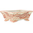 Rectangular white and red  bonsai pot by Kutani - 95 x 78 x 35 mm