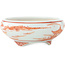Vaso bonsai rotondo bianco e rosso di Kutani - 77 x 77 x 30 mm
