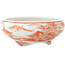 Vaso bonsai rotondo bianco e rosso di Kutani - 77 x 77 x 30 mm