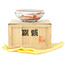 Vaso bonsai rotondo bianco e rosso di Kutani - 77 x 77 x 30 mm