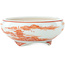 Vaso bonsai rotondo bianco e rosso di Kutani - 77 x 77 x 30 mm