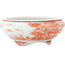 Vaso bonsai rotondo bianco e rosso di Kutani - 77 x 77 x 30 mm