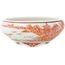 Vaso bonsai rotondo bianco e rosso di Kutani - 77 x 77 x 30 mm