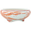 Vaso bonsai rotondo bianco e rosso di Kutani - 77 x 77 x 30 mm