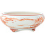 Vaso bonsai rotondo bianco e rosso di Kutani - 77 x 77 x 30 mm