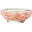 Vaso bonsai rotondo bianco e rosso di Kutani - 77 x 77 x 30 mm