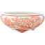 Vaso bonsai rotondo bianco e rosso di Kutani - 77 x 77 x 30 mm