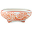 Vaso bonsai rotondo bianco e rosso di Kutani - 77 x 77 x 30 mm