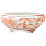 Vaso bonsai rotondo bianco e rosso di Kutani - 77 x 77 x 30 mm