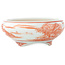 Vaso bonsai rotondo bianco e rosso di Kutani - 77 x 77 x 30 mm