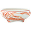 Vaso bonsai rotondo bianco e rosso di Kutani - 77 x 77 x 30 mm