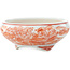 Vaso bonsai rotondo bianco e rosso di Kutani - 77 x 77 x 30 mm