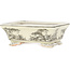 Rectangular white and black bonsai pot by Kutani - 95 x 78 x 35 mm