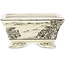 Rectangular white and black bonsai pot by Kutani - 95 x 78 x 35 mm