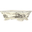 Rectangular white and black bonsai pot by Kutani - 95 x 78 x 35 mm