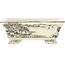 Rectangular white and black bonsai pot by Kutani - 95 x 78 x 35 mm