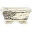 Rectangular white and black bonsai pot by Kutani - 95 x 78 x 35 mm