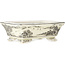 Rectangular white and black bonsai pot by Kutani - 95 x 78 x 35 mm